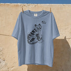 Tiger & Magpie Tee – Korean Folk Art (Dusty Blue)