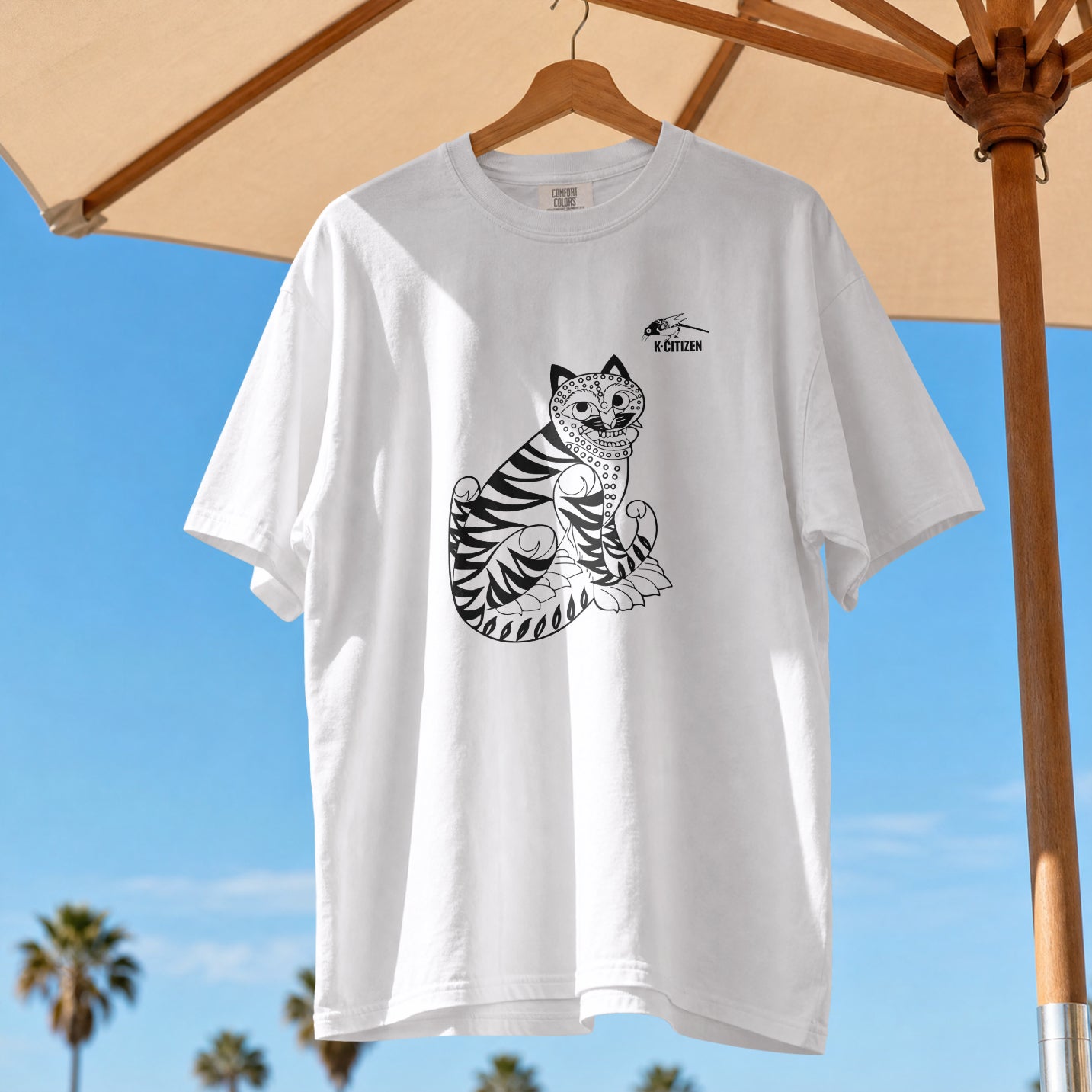Tiger & Magpie Tee – Korean Folk Art (White)