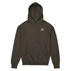 front view of a black color hoodie with korean minwha tiger print and k-citizen letters