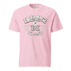 a pink K-citizen t-shirt featuring a varsity-style "대한민국" (Daehanminguk) typo