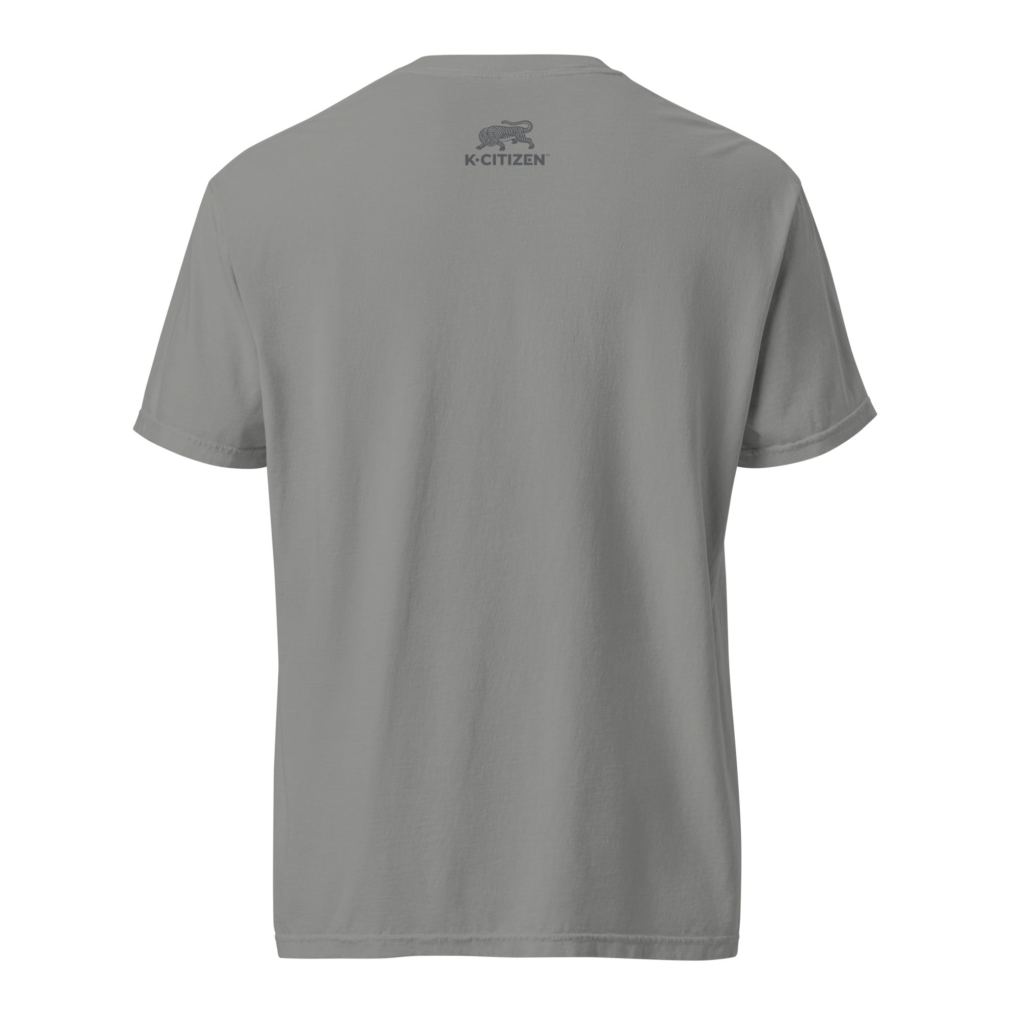 gray t-shirt with tiger & K-citizen logo