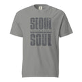 Gray t-shirt with 'Seoul South Korea' text on a white background