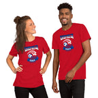 a couple wearing korean world cup t-shirts